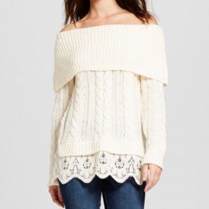 Knox Rose Cable Knit Sweater - Ivory - XS
